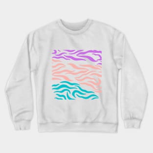 Violet Pink Blue wavy pattern in Whte Crewneck Sweatshirt